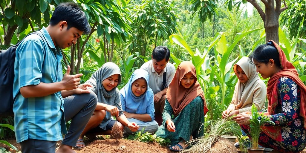 Warga Indonesia berkolaborasi dalam kegiatan komunitas.